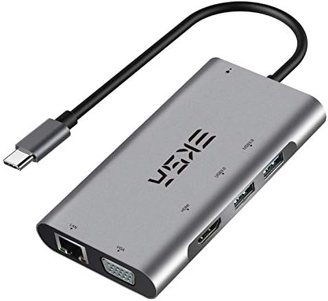 EKSA USB C Hub, Upgraded 6 in 1 USB C Docking with 4K HDMI, Gigabit Ethernet RJ45, 1080P VGA, 2 USB 3.0, Type-C PD…