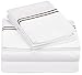 Pinzon Hotel Stitch 400-Thread-Count 100-Percent Egyptian Cotton Sateen Sheet Set, King, White with Espresso Stripes