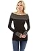 PattyBoutik Women Cable Knit Inset Pullover Sweater (Black and Dark Gray Medium)