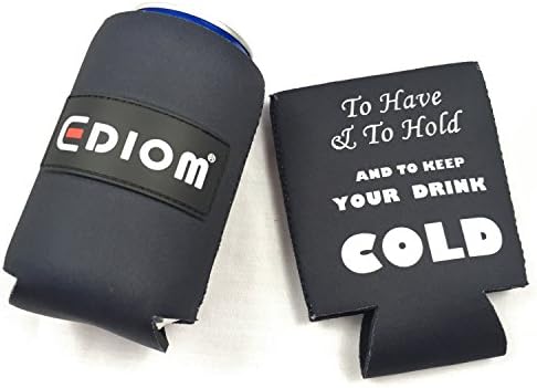 Funny Portable Drink Holder - Premium Set of 10 - Collapsible Neoprene Soda Water Can Cooler Sleeve Covers for 12 Ounce Can - To Have and To Hold and To Keep Your Drink COLD