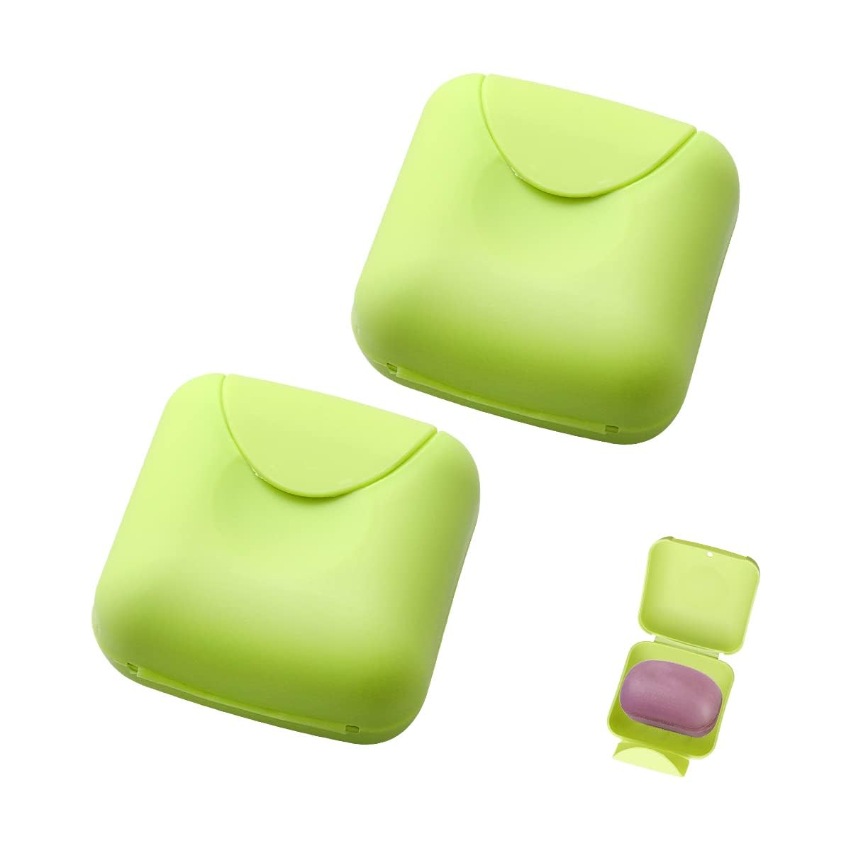 2 PCS Travel Soap Case Holder Jagowa Waterproof and Leakproof Soap Dish with Lid Portable For Travel Outdoor Activities, Green, 7 * 7 * 4