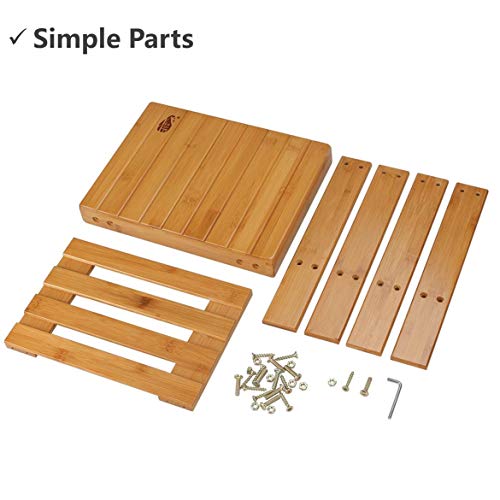 ASelected Bamboo Shower Stool Small 13 Inch Wood Shower Bench