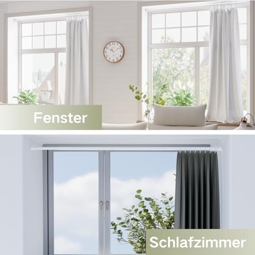 Venwemong Curtain Rail No Drilling Adjustable Telescopic Rod Curtain Rod Durable Clamping Rod for Extending by Turning Adjustable for Your Curtains, Divider and Balcony White 85-160 cm