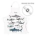 Claswcalor Sharks Apron- Kids Baking Apron-Waterproof Child Apron with Adjustable Neck for Party Cooking Gardening Painting Craft