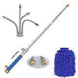 DMCSHOP Hydro Jet Power Washer Wand - High Pressure Water Hose Attachment Nozzle, Flexible Glass Cleaner, Extendable Garden Watering Sprayer for Hurricane Storm, 27Inch, 2 Tips.