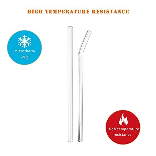 Glas Strohhalme Wiederverwendbar - 6 Glasstrohalme Gerade & 6 Glasstrohalme Gebogene 21,5cm Trinkhalme Glas… – Bild 4