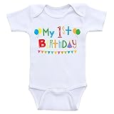First Birthday Baby Clothes My 1st Birthday Onesies for Babies (12mo-Short Sleeve, Color As Shown) White