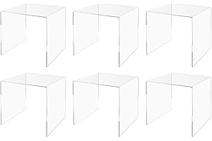 Marketing Holders 6 Pack Retail Showcase Riser Stand 10" Square Platform Pedestal One Piece Tall Stand Reusable Bench for Counter or Tabletops Clear Acrylic