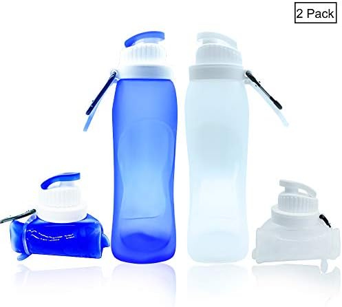 Collapsible Silicone Water Bottle Weisikai 2pcs 500ML / 17OZ Lightweight Anti-Leak with Proof Valve Portable Bottles for School Outdoor Travel BPA-Free Food Grade Drink Water Bottle Folding Reusable
