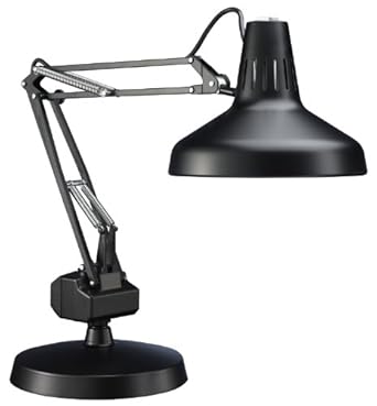 Luxo LC2FEBK LC 22W Circline Fluorescent with 14W CFL Task Light, 30" Powder-Coated Arm with External Springs, Weighted Base, Black