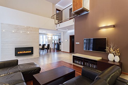 PuraFlame Serena 50 Inches Wall Mounted Linear Electric Fireplace, Log Set, Remote Control, 1500W, Black - Thumbnail 7