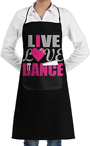 Live Love Dance Ballet Cooking Kitchen Aprons With Pockets Bib Apron For Cooking, Baking, Crafting, Gardening, BBQ