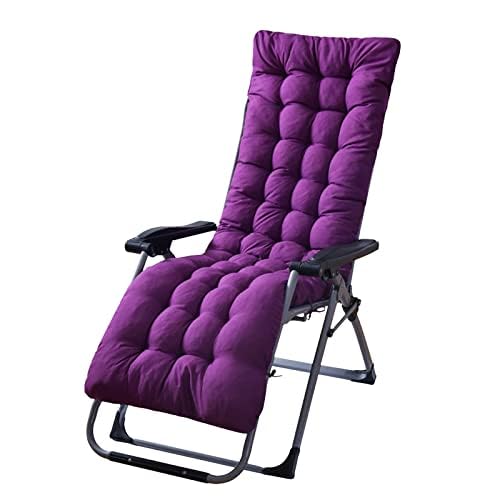 Photo 1 of KOCASO 67x22x3in Chaise Lounger Cushion Bench Patio Recliner Rocking Chair Sofa Mat Deck Chair Cushion Indoor Outdoor Furniture Pat with 6 Ties & 1 Non-Slip Top Cover, Purple (Only A Cushion)