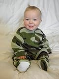 Little Boys Infant Toddler Green Camo Fleece Footed Pajamas Onesie Sleeper 12M - 4T
