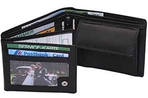 Image of Josephine Osthoff Men's Leather Wallet with 2 Coin compartments - Black -