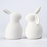 GOODSTART Ceramic White Rabbit, Christmas Decorations Rabbit, Thanksgiving Couple Rabbits, Porcelain Modern Art Home Decoration, Weddings Crafts Gift, a Set of 2, Easter Bunny Rabbits, Easter Decor