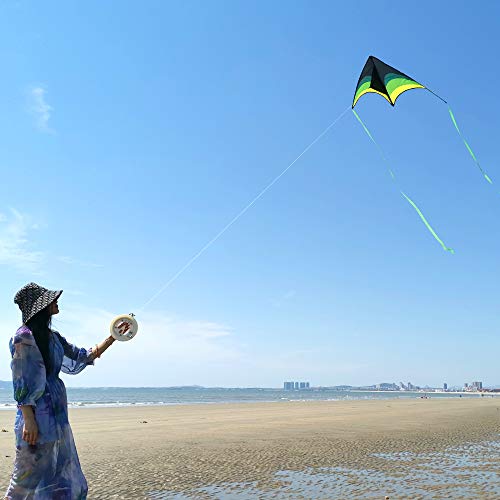 Mint's Colorful Life Delta Kite for Kids & Adults, Extremely Easy to Fly Kite with 2 Ribbons and 300ft Kite String, Best Kite for Beginners