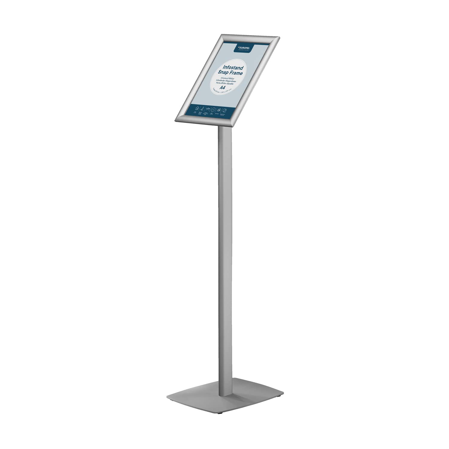 Europel A4 Poster Display Stand – Magnetic Floor Standing Sign Holder Ideal for Advertising, offers, Informance or notices with Aluminium Anodised Construction & Non-Glare Cover