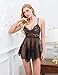 Avidlove Women Babydoll Set Mesh Lingerie Strap Chemise Lace Sleepwear Outfits Black XXL