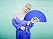 OMyTea Bamboo Large Rave Folding Hand Fan for Men/Women - Chinese Japanese Kung Fu Tai Chi Handheld Fan with Fabric Case - for Performance, Decorations, Dancing, Festival, Gift (Blue)
