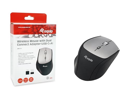 Equip 245115 Kabellose Maus mit Dual Connect Adapter (USB-C+A)