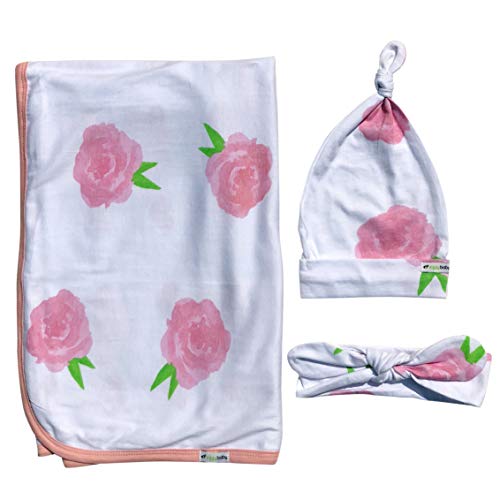 Ziggy Baby Peony & Heart 5 Piece Blanket, Hat and Headband Collection - Thumbnail 5
