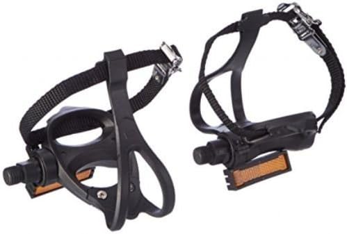 PAIR RALEIGH ROAD RACING BIKE ALLOY PEDALS FITTED WITH TOE CLIPS & TOE STRAPS REDUCED