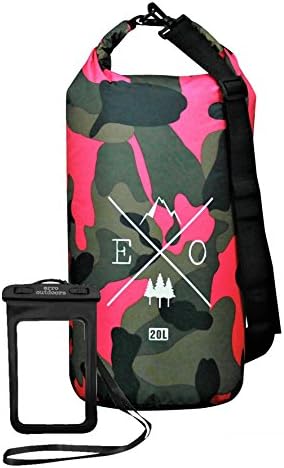 Erro Outdoors Waterproof Dry Bag and Bonus Waterproof Phone Case for Kayaking, Camping, Hiking, Boating, Fishing … (Pink Camo, 20L)