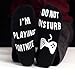 Cozy Crew Socks Men-Do Not Disturb，I'm Playing Cotton Socks Funny Gift Size 6-10(3 Pack)