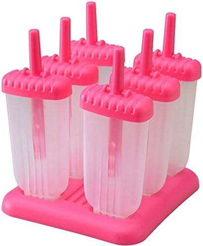 Popsicle Molds Ice Pop Maker Tupperware Quality 6 Pieces BPA Free (Pink)