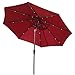 Abba Patio 9' Round Aluminum Solar Powered 24 LED Light Patio Umbrella with Tilt and Crank, Dark Red