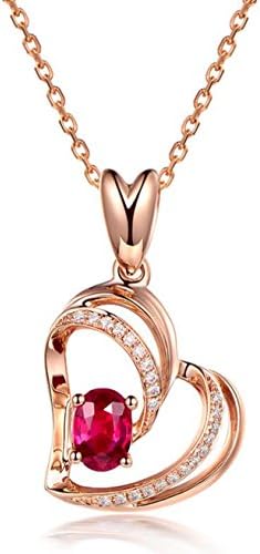 Jisela 925 Sterling Silver Love Heart Crystal Cubic Zirconia Pendant Necklace Valentine's Day Gift (Red)