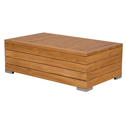 Teako Design Couchtisch Korsika Edelstahl -Teak unbehandeltes Massivholz Wetterfest robust Gartentisch robust – Bild 4