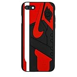 iPhone Shoe Case, Bred 1s Official 3D Print Textured Shock Absorbing Protective Sneaker Fashion Case (iPhone 7/8)