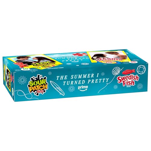 SOUR PATCH KIDS AND SWEDISH FISH MINI THE SUMMER I TURNED PRETTY SOFT & CHEWY CANDY VARIETY PACK, BULK CANDY, 20 SNACK PACKS