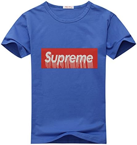 Black Men's Supreme Logo T-Shirt Short Sleeve X-Large Blue