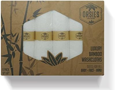 Organic Bamboo Baby Washcloths - Facial Washcloths - 100% Bamboo, Antibacterial | Ultimate Softness | Excellent Gift for Delicate Skins | 6 pack 10”x10”