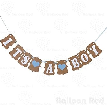 'It's A BOY' Paper Garland Banner - Rustic Kraft Cardboard Baby Shower & Christening Decoration