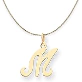 The Black Bow 14k Yellow Gold, Sophia, Sm Script Initial M Necklace