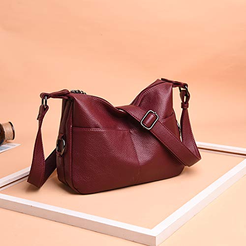 JCTHBAG Womens Leather Crossbody Purses, Zip Travel Purses Over the Shoulder Smartphone Bags Handbags (Lichee Texture Wine)