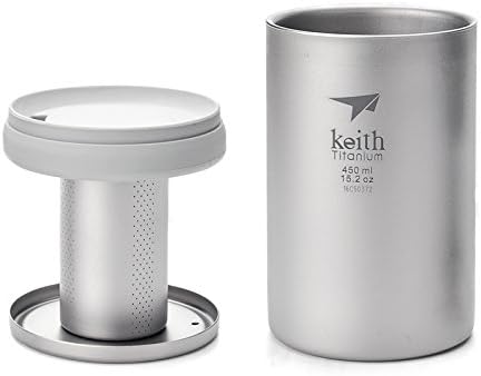 450ml Titanium Mug with Loose Tea Infuser Outdoor Camping Tea Maker Titanium Strainer for Cup Mug and Teapot