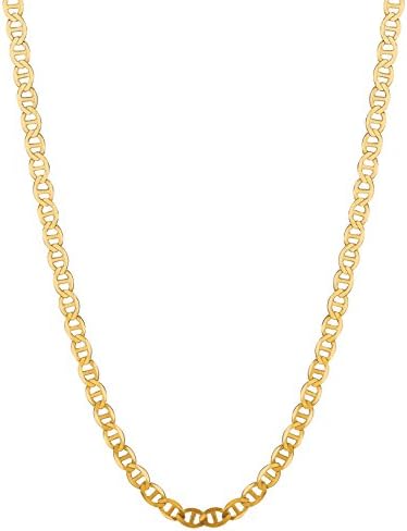 14K Solid Yellow Gold Anchor Mariner Link Chain Necklace 3.2 Mm 16"-24" (M080 (22 Inches)