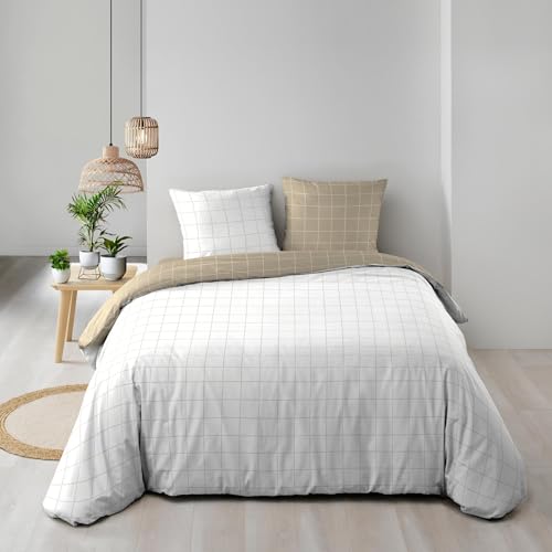 Douceur dInterieur, Reversible 3-Piece Bedding Set (200 x 200 cm) Cadria, 100% Cotton