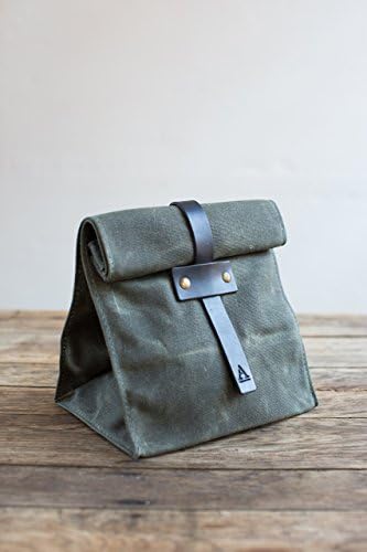 No. 215T Lunch Tote in Olive Waxed Canvas - Made in USA