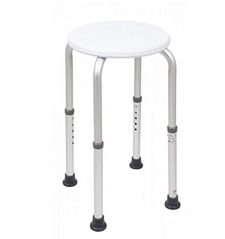 Homecraft Aluminium Shower Stools with Circular Seat – 50.8 - 61cm Pre-Assembled Height Adjustable Sturdy Bathroom Seat for Elderly & Disabled, Reduce Slips & Falls