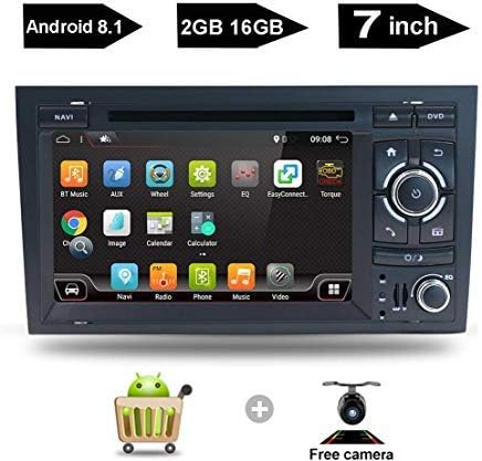 7 in Android 8.1double din Touch Screen with Car GPS Navigation car Stereo in Dash GPS TV Multimedia car Radio Receiver Navigation Fit Audi A4 BT Radio RDS USB Mirrorlink with Free canbus &Camera