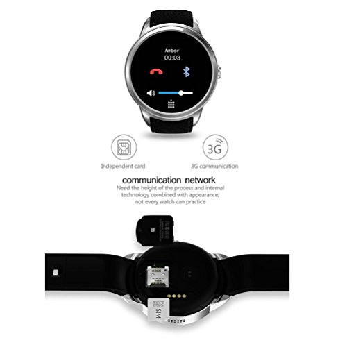 L@YC New Round Screen Android IP67 Waterproof WiFi Quad-Core GPS Positioning Camera Phone Smart Watches, Black - Thumbnail 5