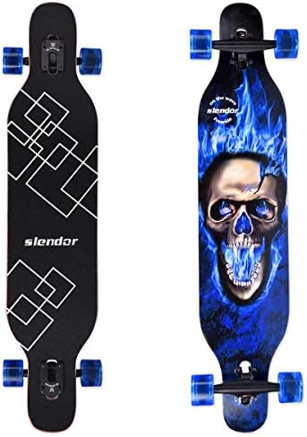 slendor Longboard Skateboard 42 inch Drop Through Deck Complete Maple Cruiser Freestyle, Camber Concave