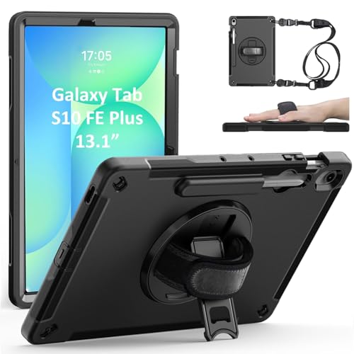 zenrich - Funda Protectora para Samsung Galaxy Tab S10 FE Plus / S10 FE+ 13.1 Pulgadas 2025, a Prueba de Golpes con Soporte Giratorio, Correa de Mano, Soporte para bolígrafo, Correa de Hombro para