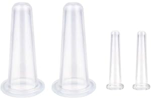 4Pcs Facial Cupping Set Face Eye Cupping Vacuum Massage Kit Silicone Cups for Face Neck Skin Fine Lines Wrinkles(2Large+2Smal